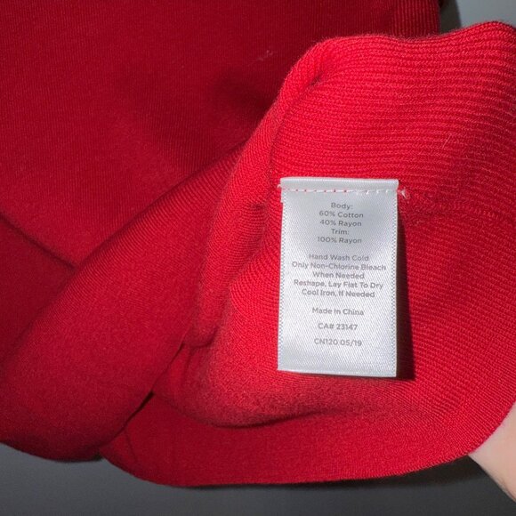 Talbots Red Short-Sleeve Knit Top With Navy Anchor Tie Neck Detail Size M - Picture 6 of 6